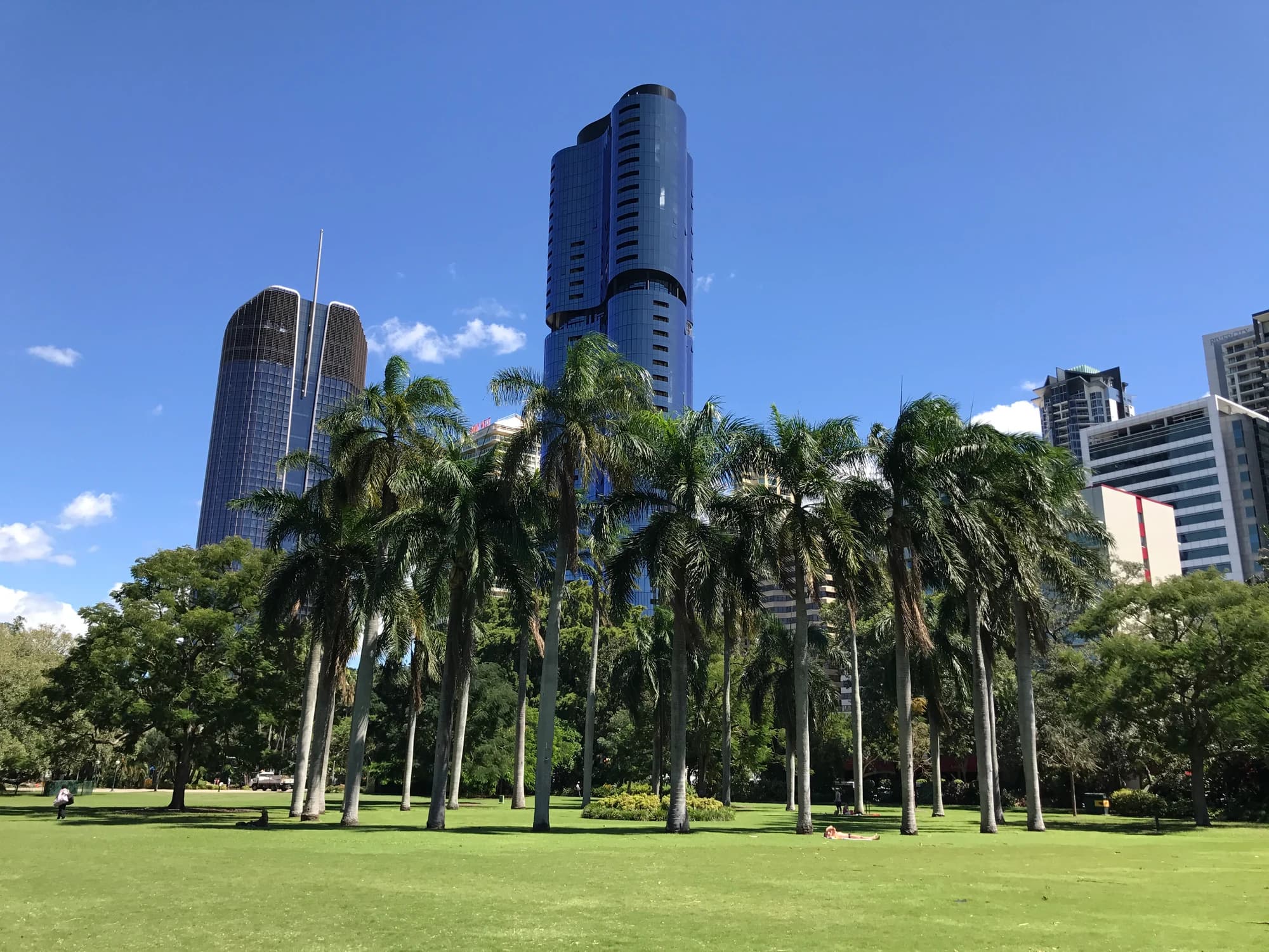 Abian Botanic Gardens apartment building seen from the City Botanic Gardens in Brisbane.