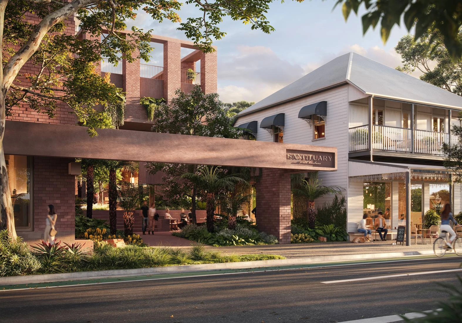 The restored former Malouf's fruit shop with new retail · Architectural visualisation; subject to change · Binyan Studios · Courtesy Aria Property Group