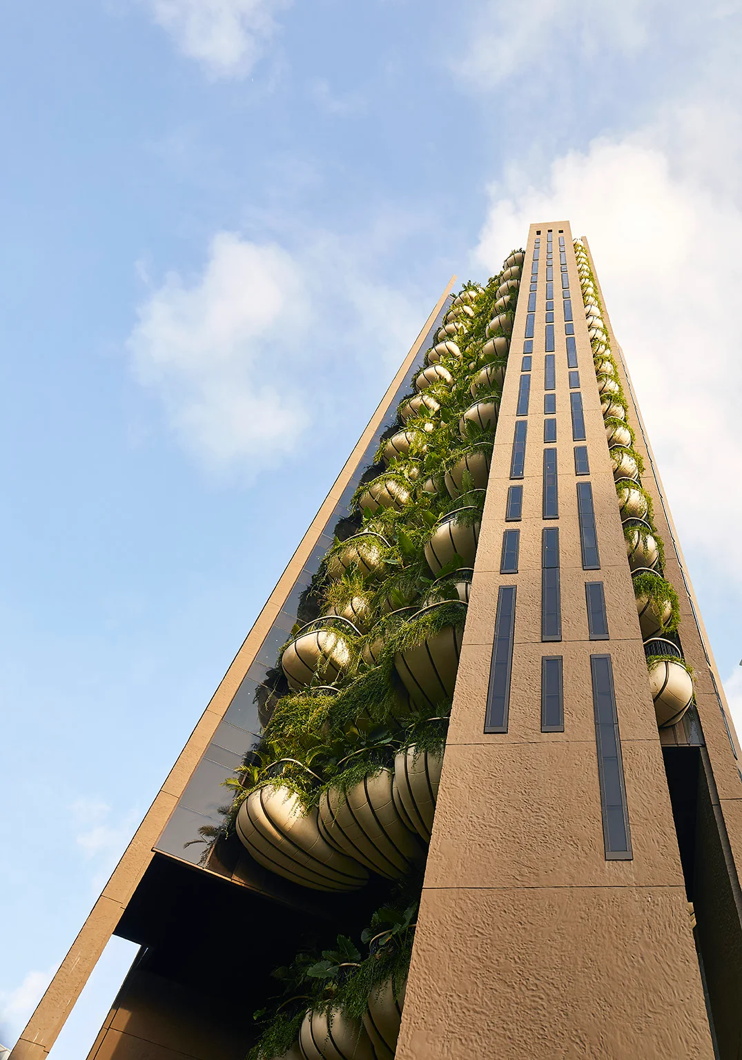Looking up through the planted facade · Photography © Hufton+Crow