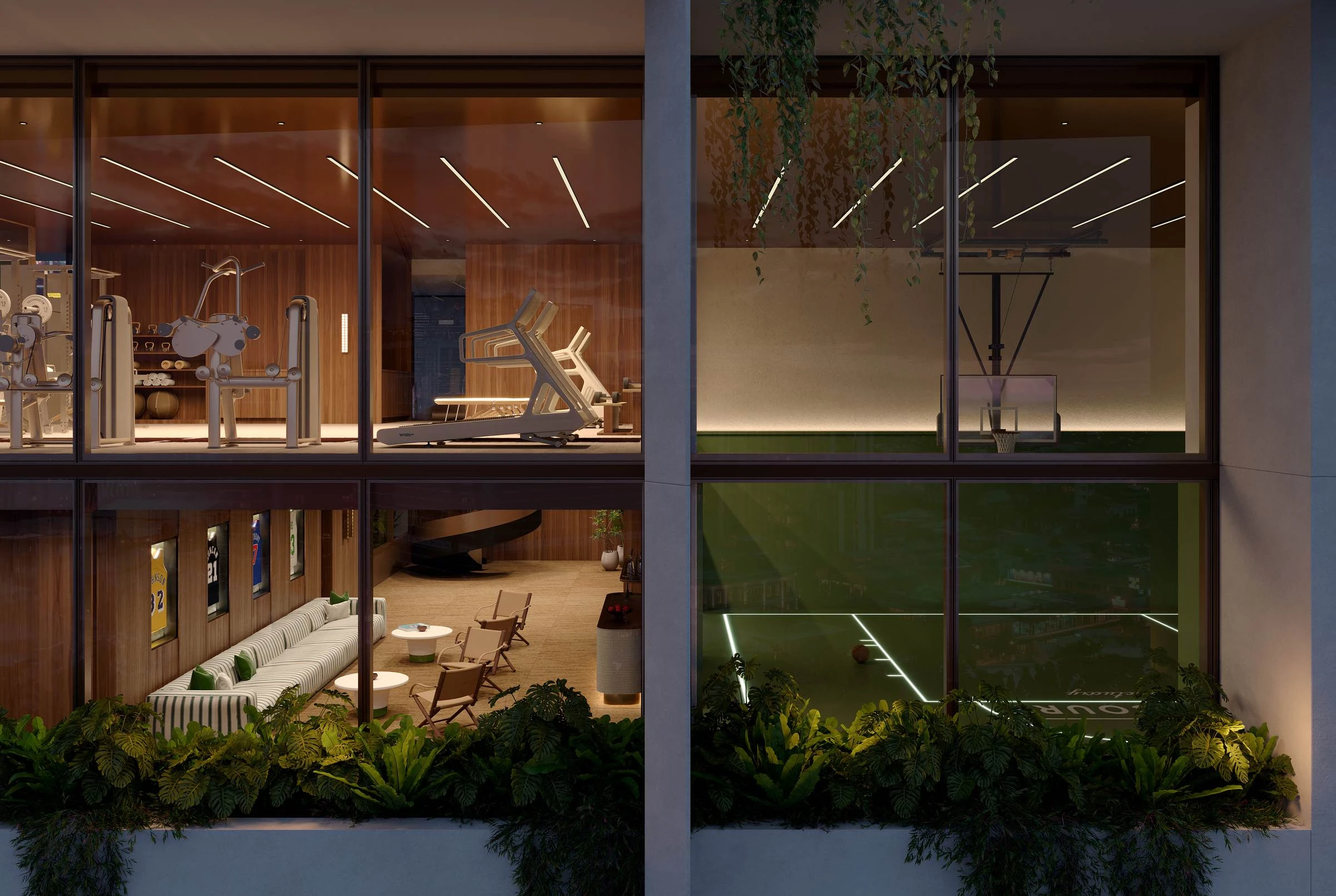 The double-height Wellness Club · Architectural visualisation; subject to change · Binyan Studios · Courtesy Aria Property Group