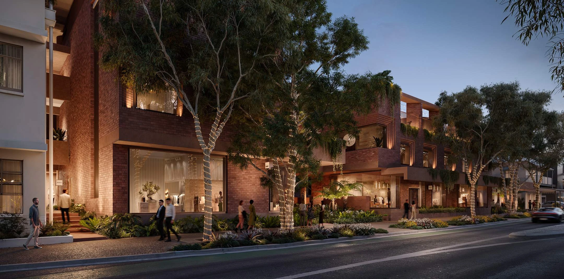 Retail along Bond Lane · Architectural visualisation; subject to change · Binyan Studios · Courtesy Aria Property Group